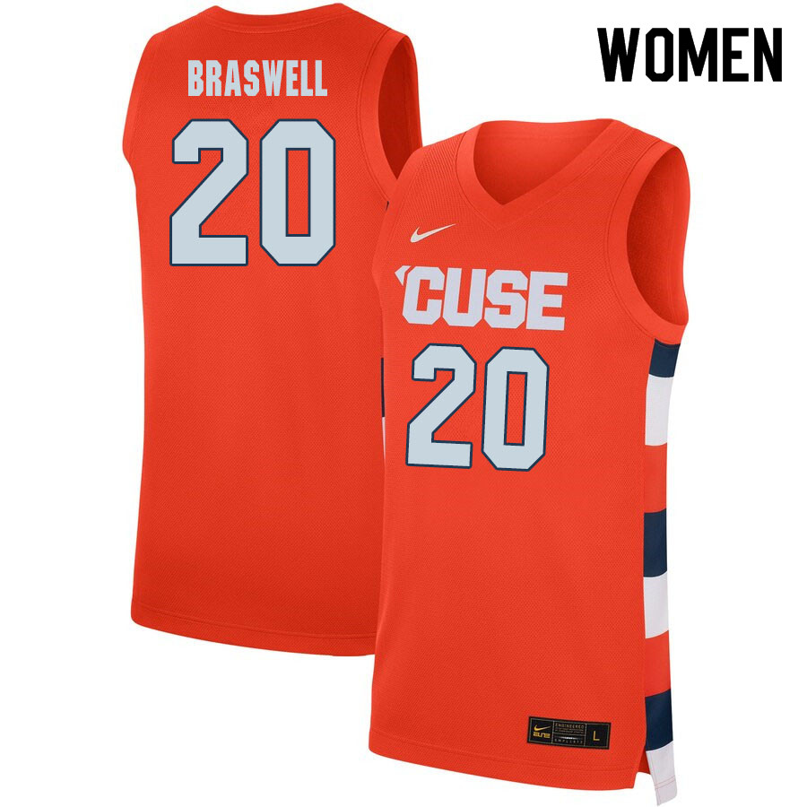 2020 Women #20 Robert Braswell Syracuse Orange College Basketball Jerseys Sale-Orange